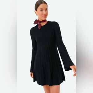 NWT Pomander Place Black Adi Belle Sleeve Ribbed Knit Mini Sweater Dress S